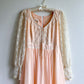 Stunning 1970s Gunne Sax Peach Cotton Gown With Lace (M/L)