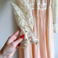 Stunning 1970s Gunne Sax Peach Cotton Gown With Lace (M/L)