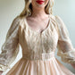 Stunning 1970s Gunne Sax Peach Cotton Gown With Lace (M/L)