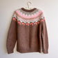 1970s Handknit Brown Sweater With Yoke Design (L/XL)