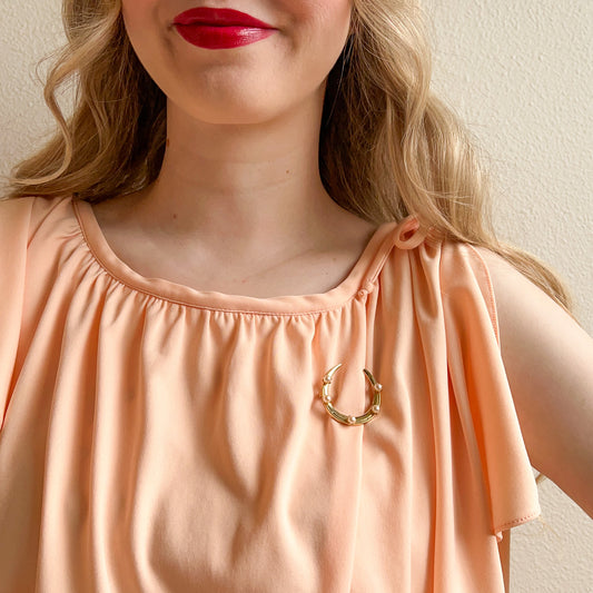 1970s Lucky Horseshoe Brooch With Pearls