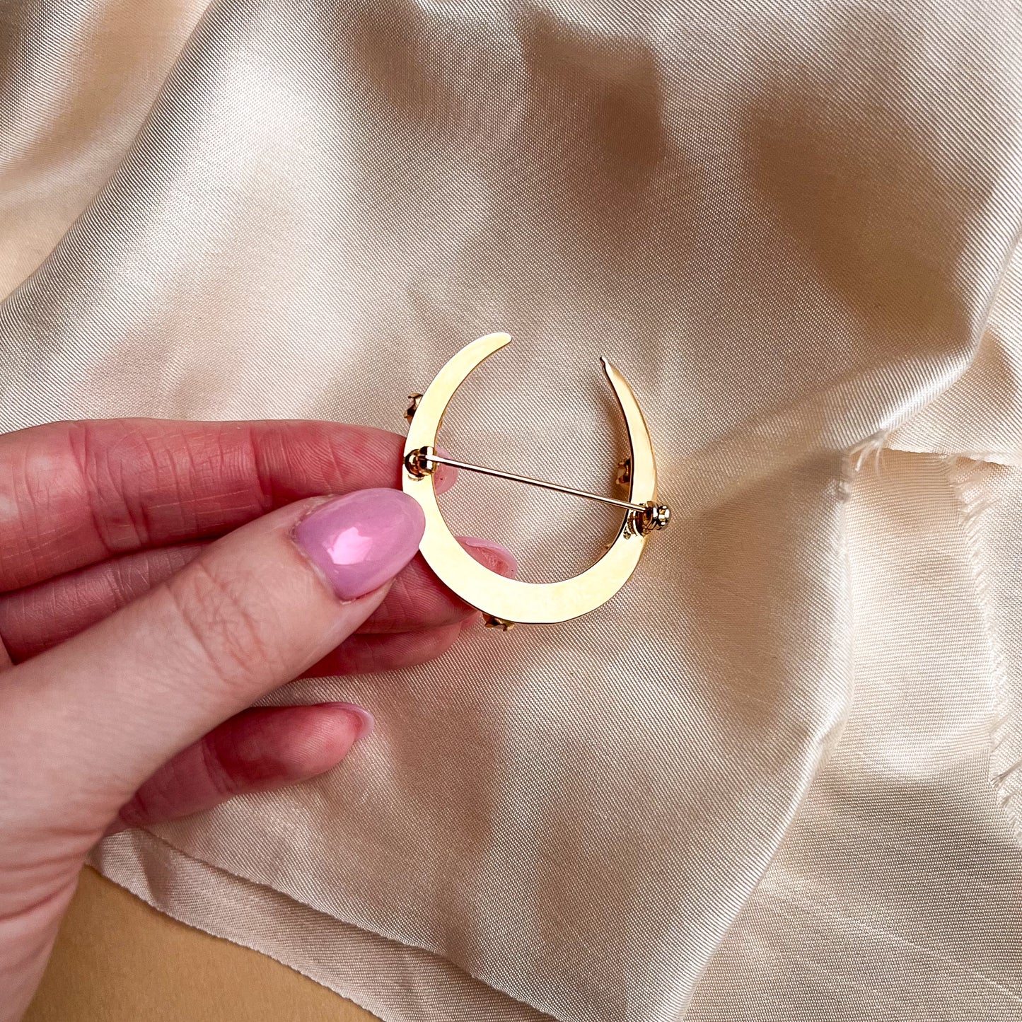 1970s Lucky Horseshoe Brooch With Pearls