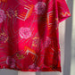 1970s Hot Pink Novelty Print Short Sleeve Blouse (L/XL)