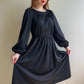 1970s JC Penneys Black Long Sleeve Dress (L)