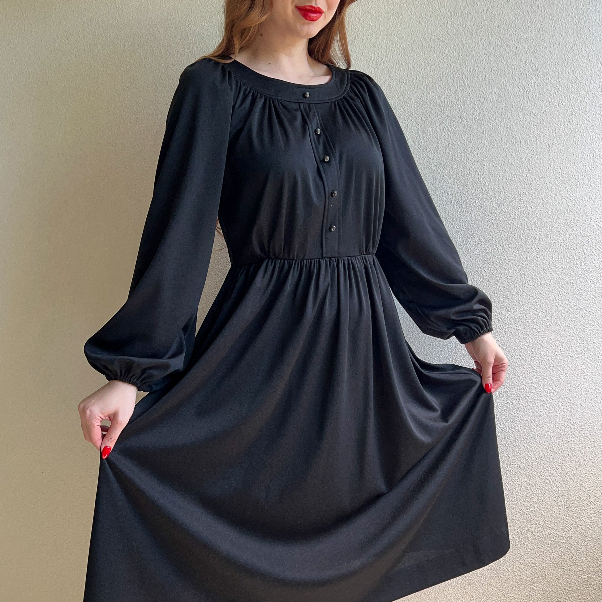 1970s JC Penneys Black Long Sleeve Dress (L) – Studio Gloria Vintage