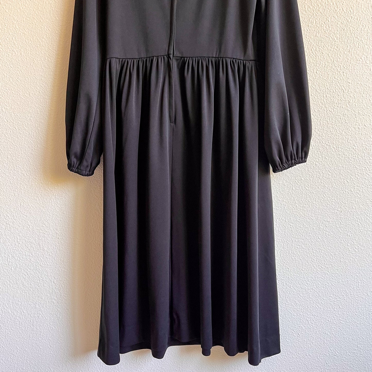 1970s JC Penneys Black Long Sleeve Dress (L)