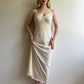 1970s Light Cream Nylon Maxi Slip Dress (M)