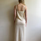 1970s Light Cream Nylon Maxi Slip Dress (M)