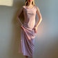 1970s Mauve Maxi Dress With Crochet Bodice (M)