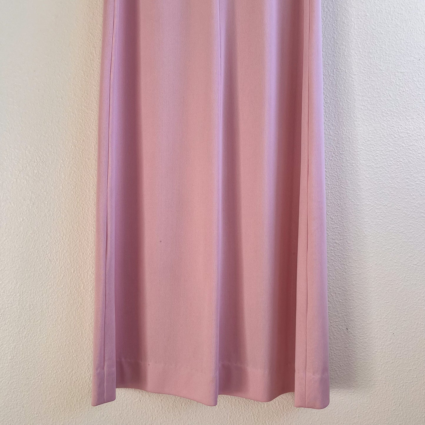 1970s Mauve Maxi Dress With Crochet Bodice (M)