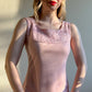 1970s Mauve Maxi Dress With Crochet Bodice (M)