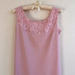 1970s Mauve Maxi Dress With Crochet Bodice (M)