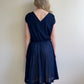 1970s Navy Summer Dress With Purple Floral Print (M/L)