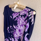 1970s Navy Summer Dress With Purple Floral Print (M/L)