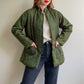 1970s Olive Green Satin Padded Jacket (L/XL)