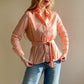 1970s Soft Peach Buttoned Blouse With Tie (M/L)