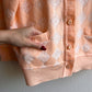 1970s Peach Cardigan With Floral Buttons (M/L)
