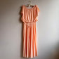 1970s Peach Maxi Dress With Pleated Skirt (S/M)