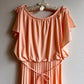 1970s Peach Maxi Dress With Pleated Skirt (S/M)
