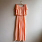 1970s Peach Maxi Dress With Pleated Skirt (S/M)