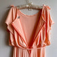1970s Peach Maxi Dress With Pleated Skirt (S/M)