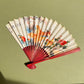 1970s Peacocks Folding Fan With Cherry Wood