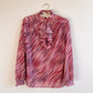 1970s Pink Pattern Blouse With Ruffles (M/L)