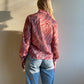 1970s Pink Pattern Blouse With Ruffles (M/L)