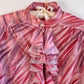 1970s Pink Pattern Blouse With Ruffles (M/L)