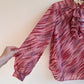 1970s Pink Pattern Blouse With Ruffles (M/L)