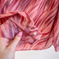 1970s Pink Pattern Blouse With Ruffles (M/L)
