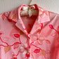 1970s Pink Button-Down Blouse With Floral Pattern (S/M)