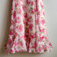 Cute 1970s Pink Floral Chiffon Gown With Pink Bow (XS/S)