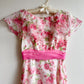 Cute 1970s Pink Floral Chiffon Gown With Pink Bow (XS/S)