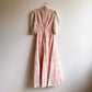 1970s Pink Floral Cotton Midi Dress With White Overlay (XS)