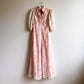 1970s Pink Floral Cotton Midi Dress With White Overlay (XS)