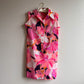 1970s Pink Floral Novelty Print Belted Dress (M/L)