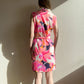 1970s Pink Floral Novelty Print Belted Dress (M/L)