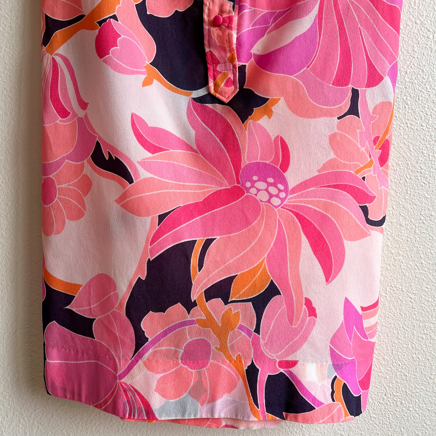 1970s Pink Floral Novelty Print Belted Dress (M/L)