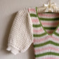 1970s Green and Pink Striped Sweater With Puff Sleeves (XS/S)