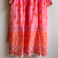 1970s Pink and Orange Bohemian Print Cotton Maxi Dress (M/L)