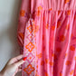 1970s Pink and Orange Bohemian Print Cotton Maxi Dress (M/L)