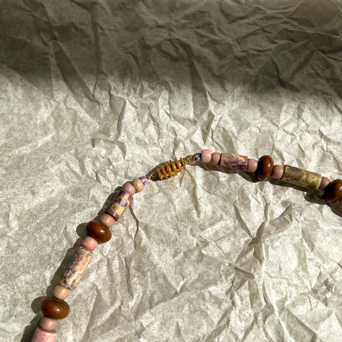 1970s Shades of Purple Triple-Strand Beaded Necklace