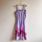 1970s Purple Floral Cotton Summer Dress (S/M)