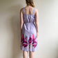 1970s Purple Floral Cotton Summer Dress (S/M)