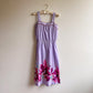 1970s Purple Floral Cotton Summer Dress (S/M)