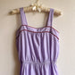 1970s Purple Floral Cotton Summer Dress (S/M)