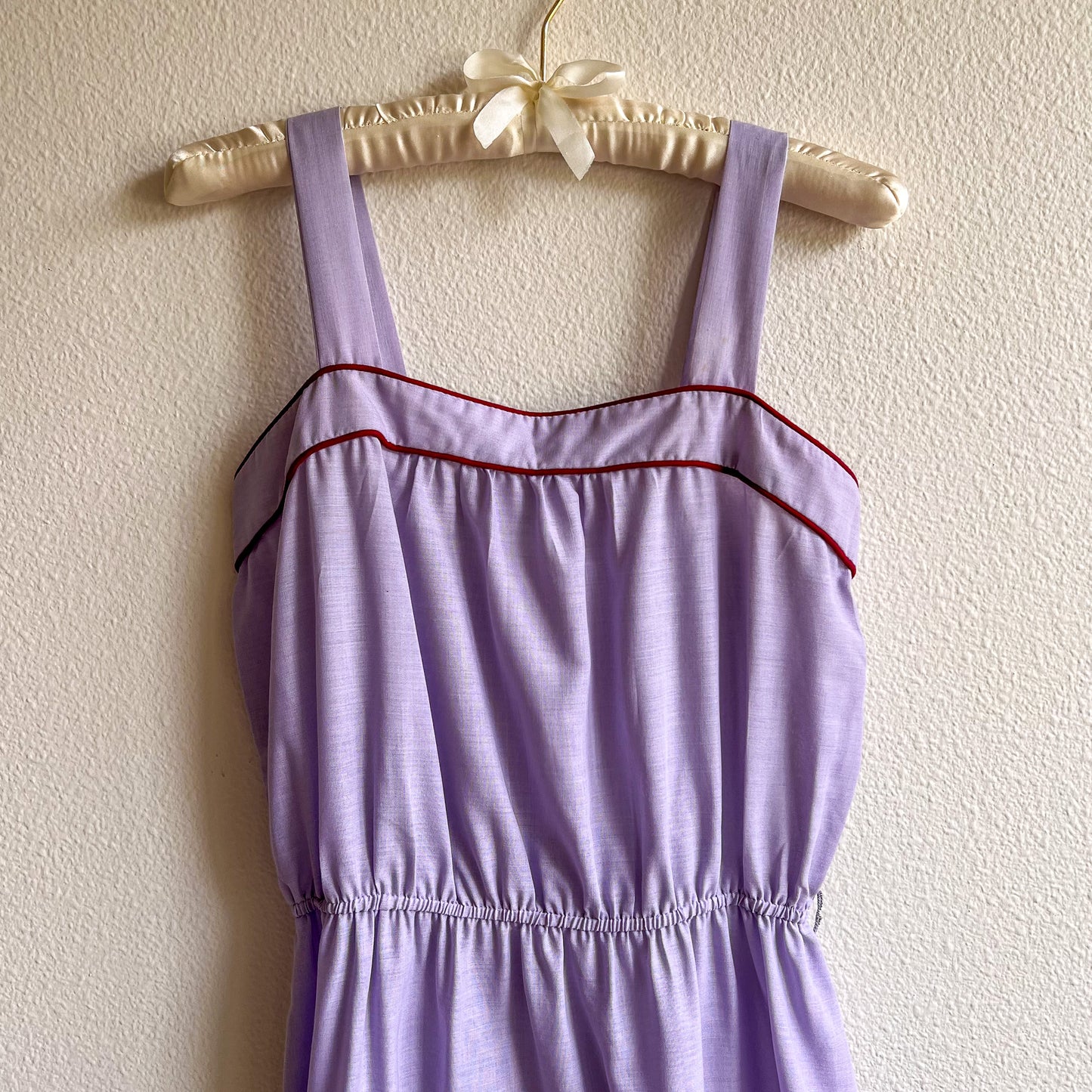 1970s Purple Floral Cotton Summer Dress (S/M)