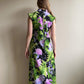 Gorgeous 1970s Purple and Green Hawaiian Maxi Dress (M)