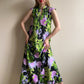 Gorgeous 1970s Purple and Green Hawaiian Maxi Dress (M)